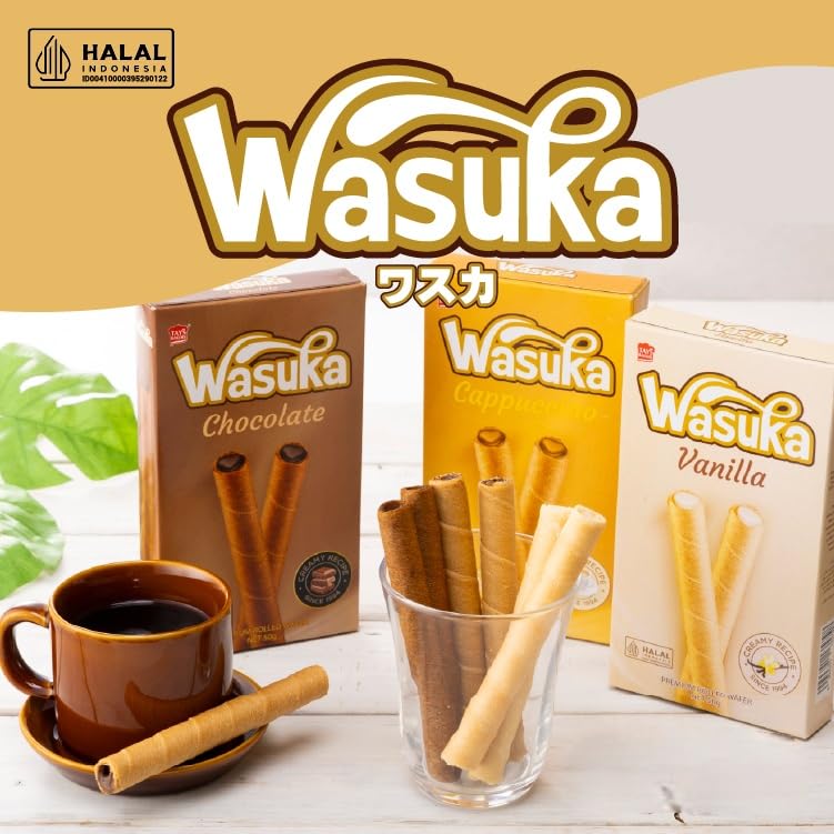 Amazon.co.jp: ワスカ WASUKA ウエハーロール スナック 菓子 バニラ
